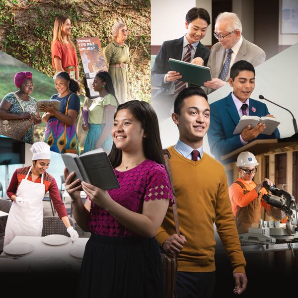 Mkhristu wachinyamata ndi wachitsikana akukula mwauzimu ndipo akusangalala. Mlongoyo watenga Baibulo ndipo akuganizira mozama pomwe m’baleyo akulalikira. Zithunzi: Akhristu achinyamata ndi achitsikana akuchita zinthu zokhudza kulambira. 1. Mlongo akuika zinthu patebulo ku Beteli. 2. Alongo awiri akuwerengera munthu Baibulo mu utumiki. 3. Mlongo akulalikira ndi mlongo wachikulire pogwiritsa ntchito kashelefu. 4. M’bale akuthandiza m’bale wachikulire kuti aone zinthu zina patabuleti yake. 5. M’bale akuwerenga Baibulo kupulatifomu pamisonkhano ya mpingo. 6. M’bale akugwiritsa ntchito mashini ochekera matabwa pa ntchito ya zomangamanga.