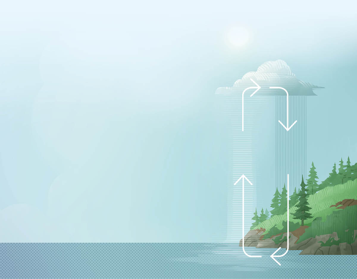 La Bible décrit le cycle de l’eau. Un schéma montre par des flèches le circuit de l’eau entre la terre et le ciel.