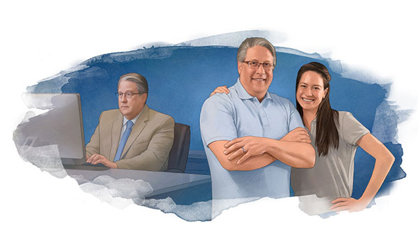 1. Otec Alannah v práci; 2. Alannah s otcom