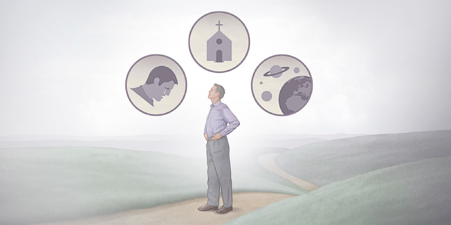 Muž, ktorý uvažuje o živote, náboženstve a o vesmíre