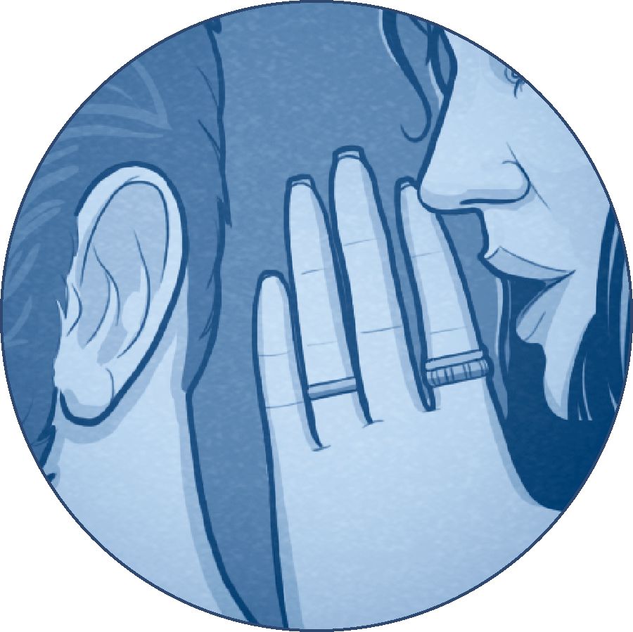 Žena šepká mužovi do ucha