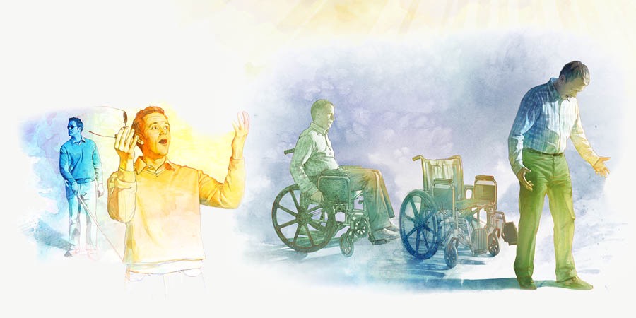 Muž, ktorý bol slepý, opäť vidí; muž, ktorý bol chromý, vstáva z invalidného vozíka