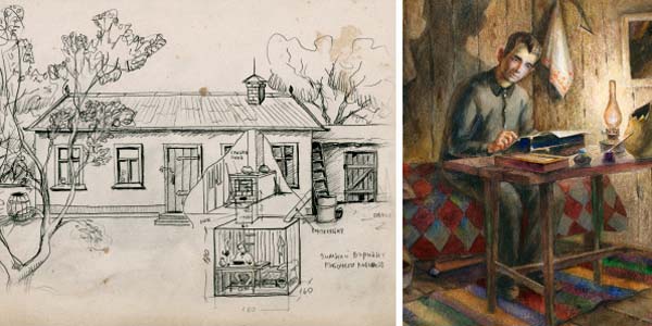 Náčrt podzemného bunkra, kde Nikolaj vyrábal literatúru