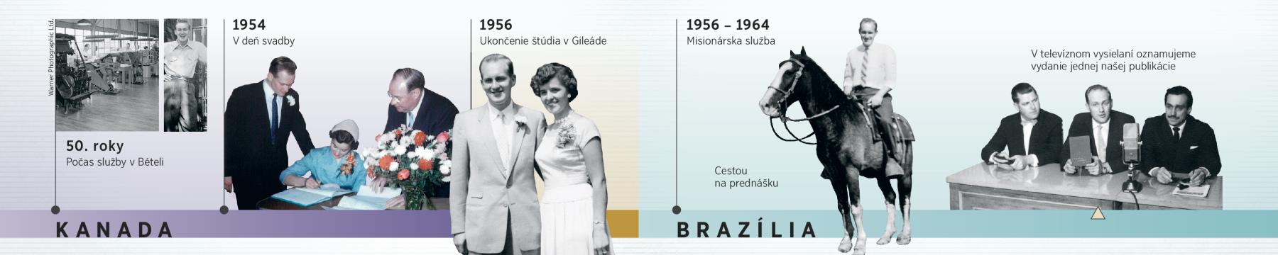 Douglas Guest v službe v Bételi, v deň svadby, v škole Gileád s manželkou, v službe v Brazílii a v televíznom štúdiu