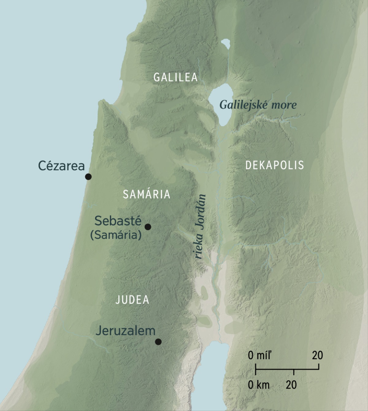 Mapa s miestami, kde Peter použil „kľúče od nebeského kráľovstva“