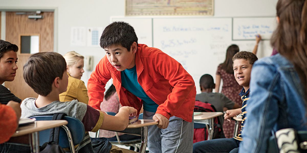 Chlapca pred spolužiakmi šikanuje iný chlapec