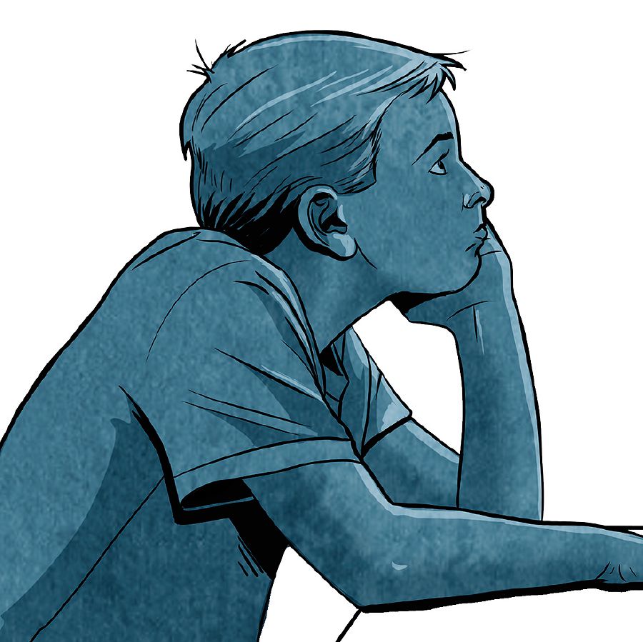 Tínedžer sedí a premýšľa