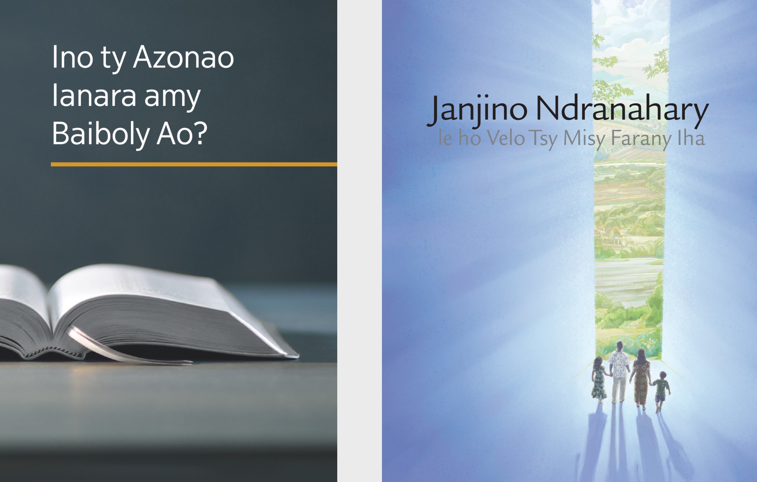 Boky ‘Ino ty Azonao Ianara amy Baiboly Ao’ noho bokikely ‘Janjino Ndranahary le ho Velo Tsy Misy Farany Iha’