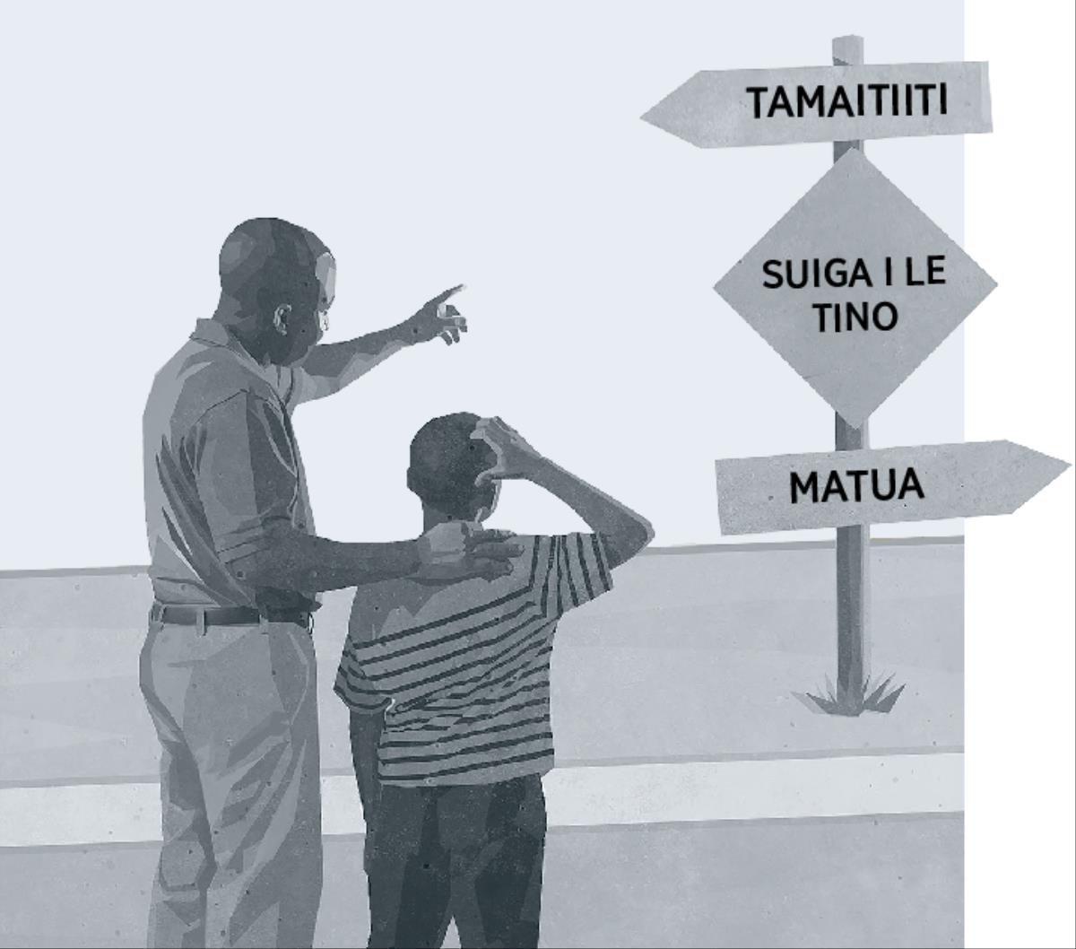 O loo autilo atu se tamā ma lona atalii i se pou faailoilo o loo faaali mai ai taimi e iai suiga i le tino, e faasolo mai i le taimi a o tamaitiiti seʻia oo ina matua