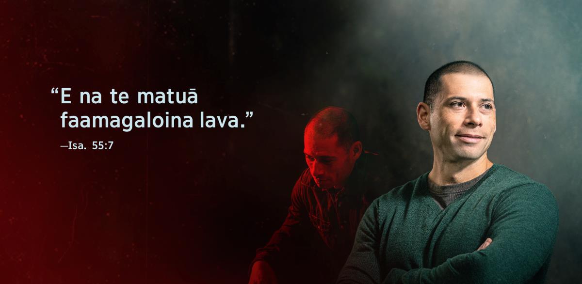 O upu o loo i autafa o se uso e mai i le Isaia 55:7, “E na te matuā faamagaloina lava.” I tua atu o loo faavauvau le uso ae i le pito i luma o loo foliga fiafia ma mautinoa.