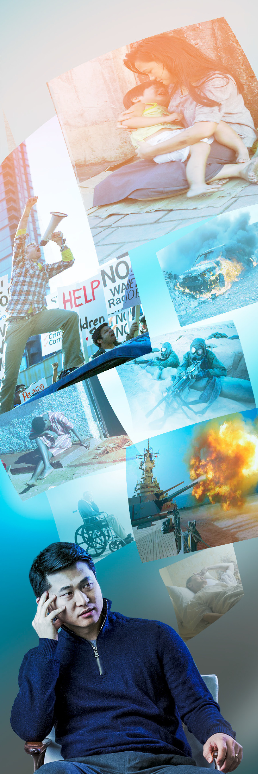 Murume ari kuzvidya mwoyo pamusoro pehondo, urombo, zvirwere, nematambudziko eupenyu