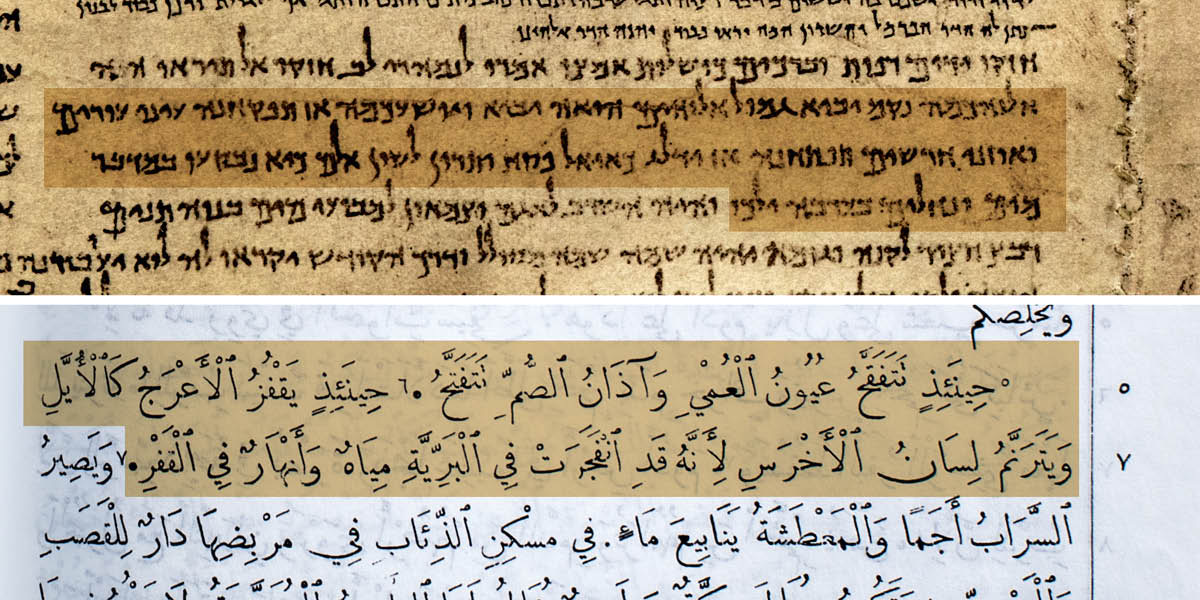 Chikamu chebhuku raIsaya chiri paDead Sea Scroll, uye nechepazasi chaturikirwa muchiArabic