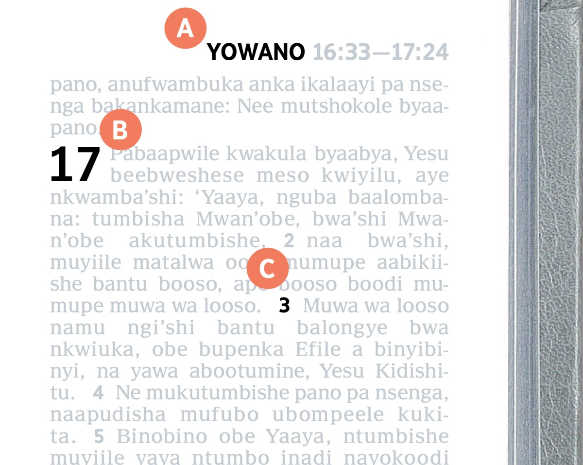 Kashibo akalesha kifuatulo A, B, na C muisaki dia mu Bible.