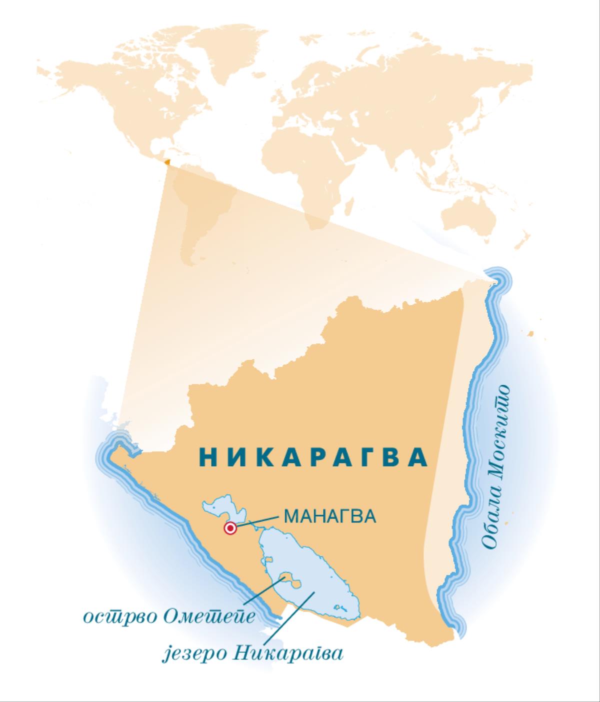 Географска карта Никарагве