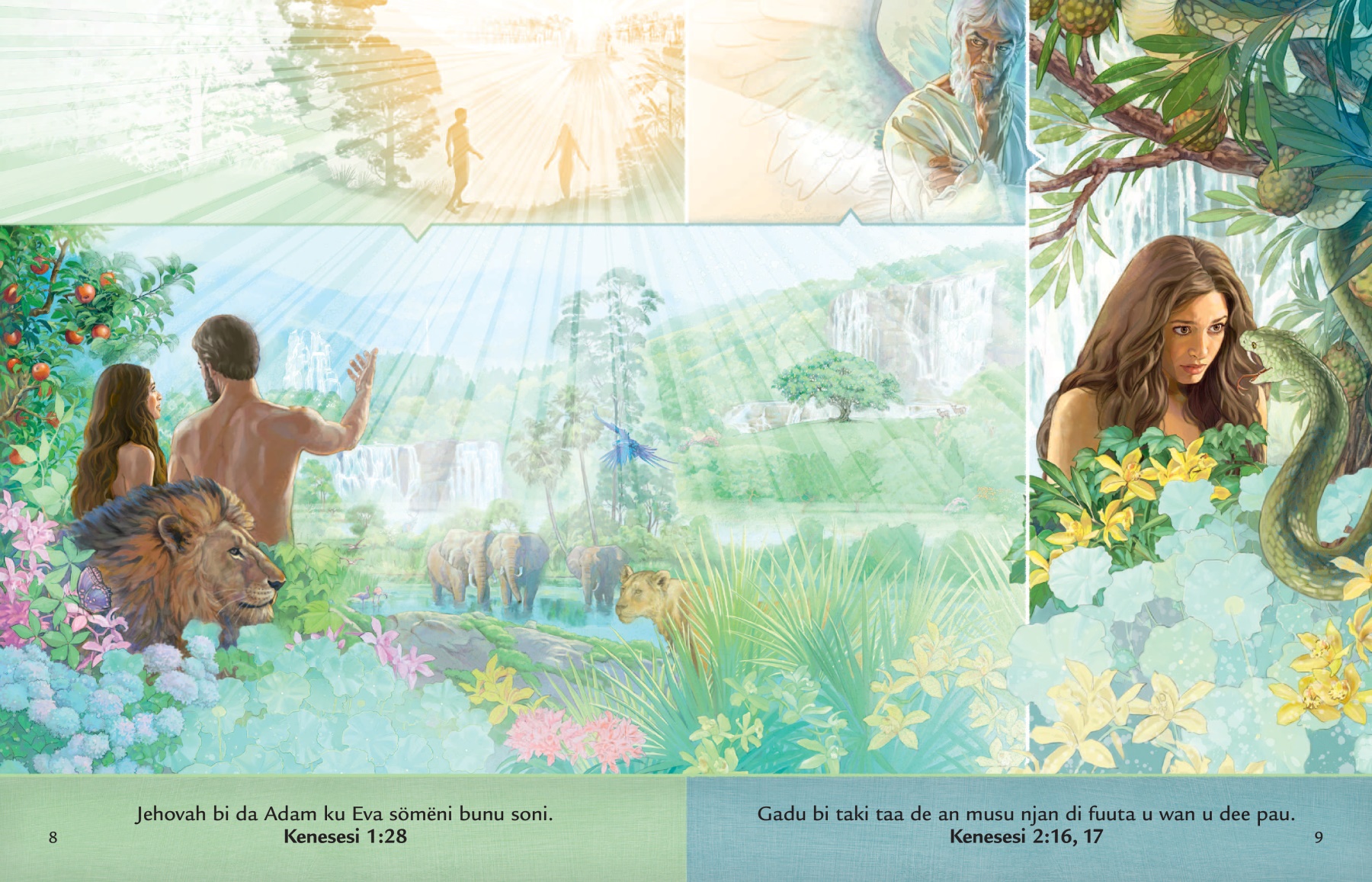 Di woto u Adam ku Eva ka de dë a di dja u Eden, a di Haika Gadu brochure