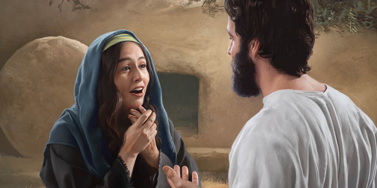Maria Magdalene akimwona Yesu nje ya kaburi lake baada ya kufufuliwa.