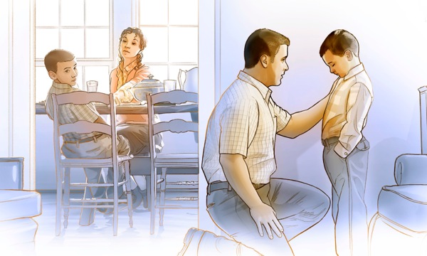 Baba anamukaripia mutoto wake wakati mama anakaa na mutoto wao mwengine katika jumba lingine