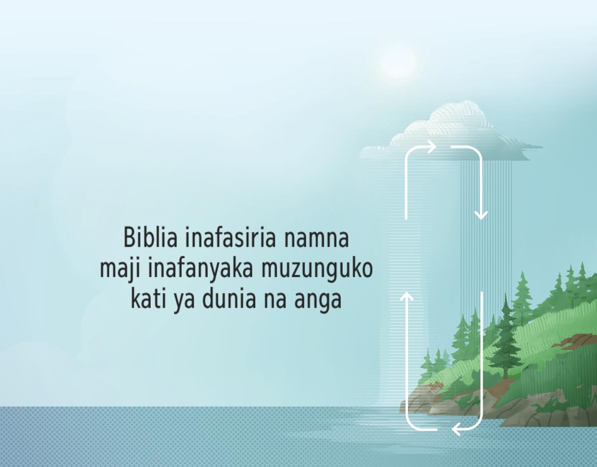 Biblia inafasiria namna maji inafanya muzunguko ku dunia. Mikuki inaonyesha namna maji inafanyaka muzunguko kati ya dunia na angahewa.