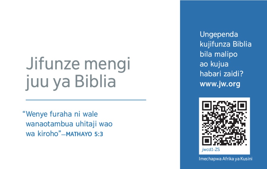 Karte ya jw.org inaonyesha Shahidi mumoja anajifunza Biblia na familia moja