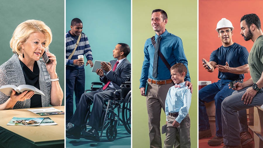 Mashahidi wa Yehova wanahubiri kwa kutumia telefone, mahali pa watu wengi, nyumba kwa nyumba, na wakati wako kwenye kazi