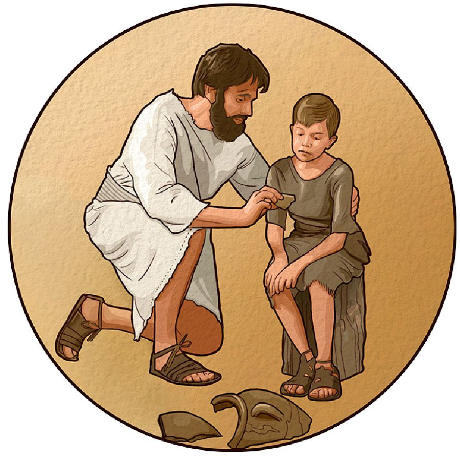 அப்பா தன் பிள்ளையிடம் பாசம் காட்டுகிறார்