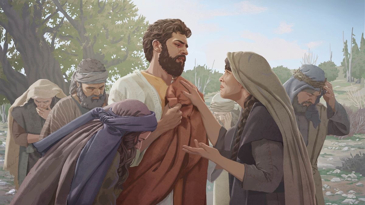 Yesu ali mukulila pamo ni ba Maria ni Marta ni bantu bange bali mukuloosia.