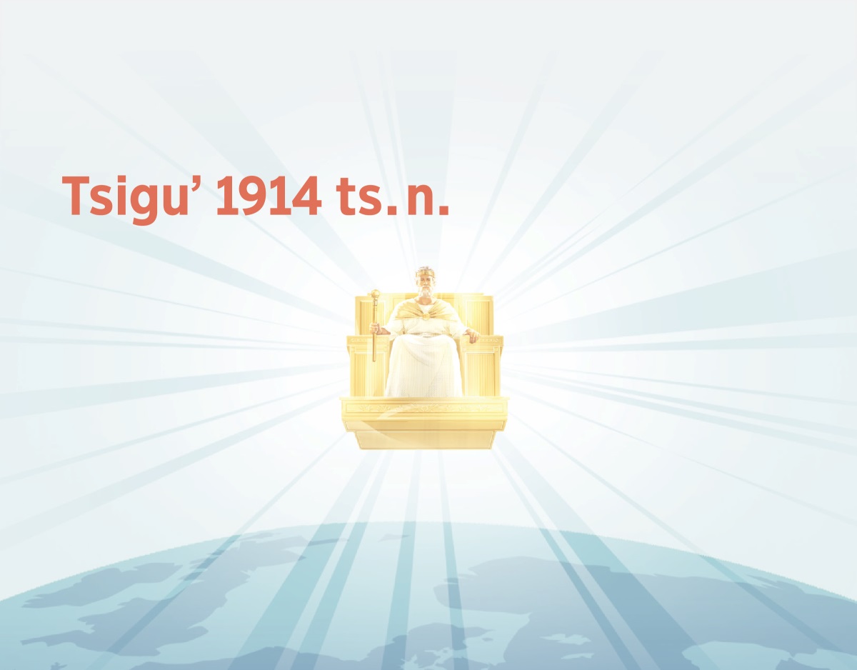 Nákha tsiguʼ 1914, Jesucristo naʼtáñajunʼ náa tsu̱du̱u̱ ku̱ba̱ʼ asndu mekhuíí. Nambiʼijmaa a̱ʼgu̱.