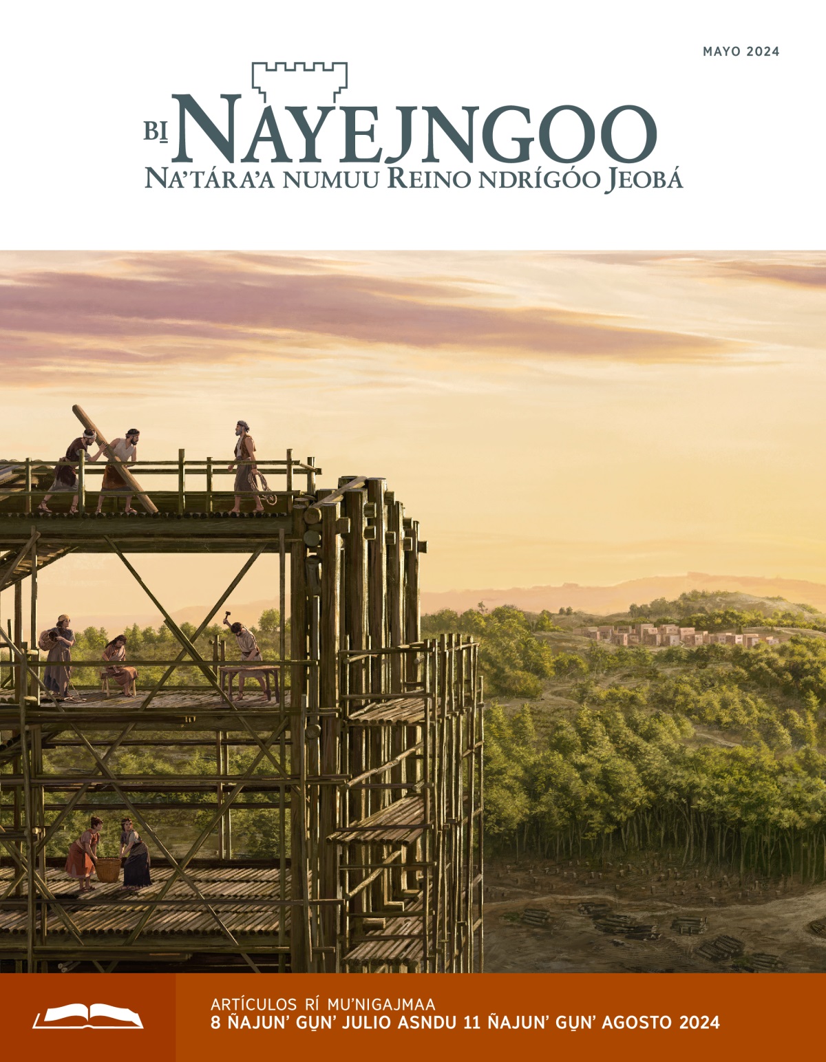 Noé gajmíi̱n bi̱ kúwá náa goʼwóo nuni̱ arca. Tsínguánʼ nakujmaa mbá xuajin dí gíwánʼ náa ta̱pho̱o̱ xaxi̱.