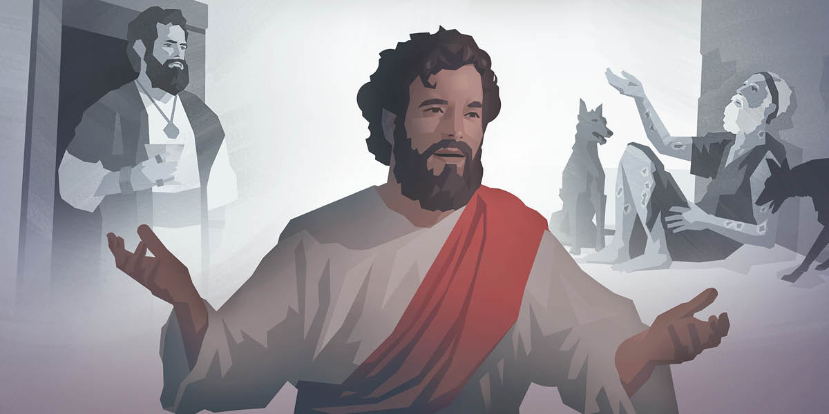 Jesus konta ai-knanoik kona-ba mane riku ida no Lázaro. Dezeñu hatudu mane riku ida no Lázaro neʼebé kiak tebes no iha fisur barak.