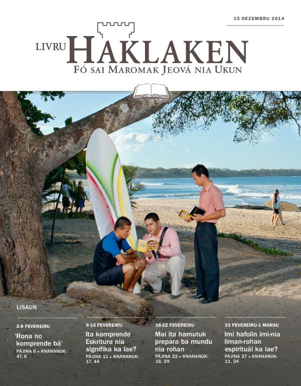 Pájina primeiru husi Livru Haklaken edisaun estudu, 15 Dezembru 2014