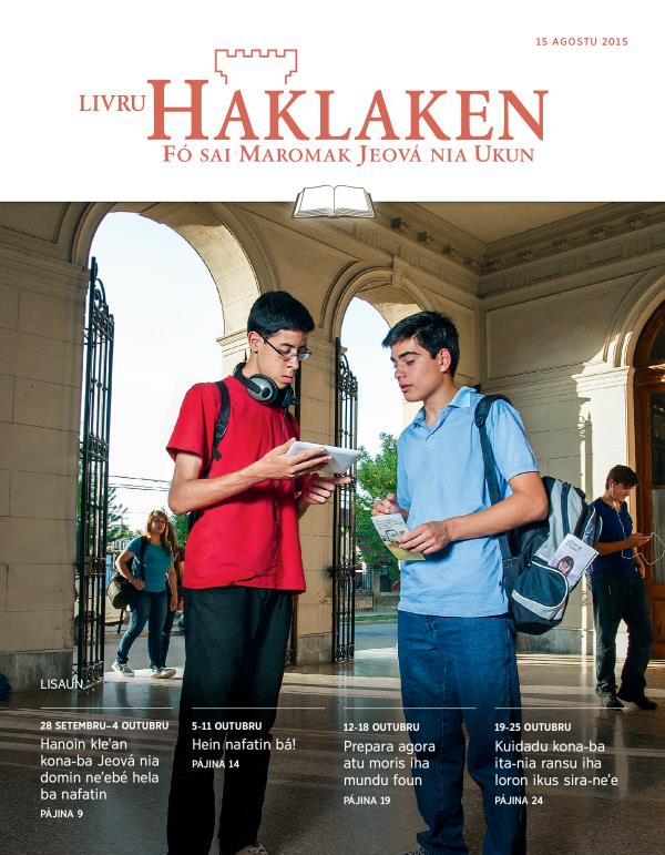 Pájina primeiru husi Livru Haklaken edisaun estudu, 15 Agostu 2015