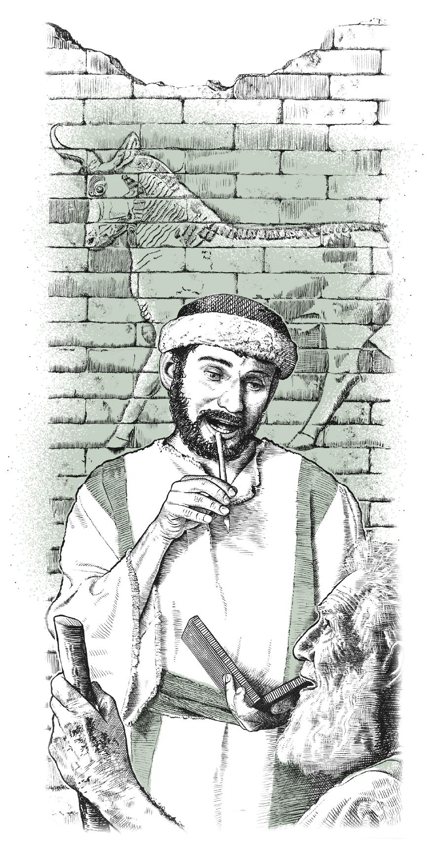 ఒక పెద్దాయన మాట్లాడుతుంటే, మార్కు విని రాసుకుంటున్నాడు.