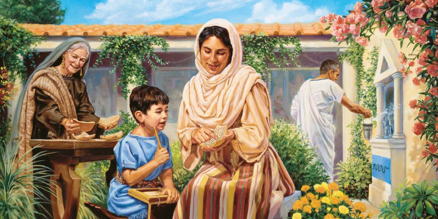 ኣቦኡን ዓባዩ ሎኢስ ኣብ ጥቓኦም ከለዉ ኤውንቄ ንጢሞቴዋስ ብንእስነቱ ትምህሮ