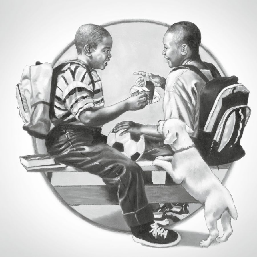 ሓደ ቘልዓ ንሓዉ ጠዓሞት ይመቕሎA boy shares a snack with his brother