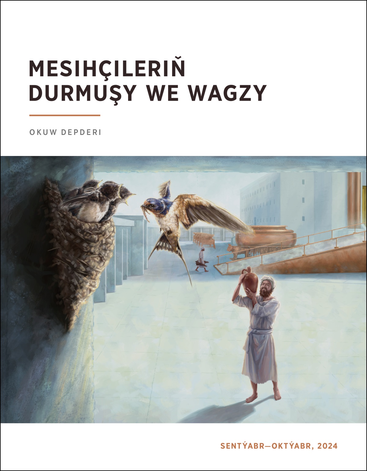 Karunyň neslinden bir ruhany ybadathanada garlawajyň jüýjelerine iýmit getirişini synlaýar
