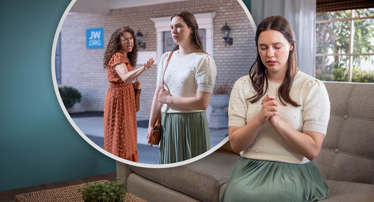 Ýygnak jaýynyň öňünde bir uýa beýleki uýa gygyrýar. Üstüne gygyrylan uýa öýünde doga edýär.