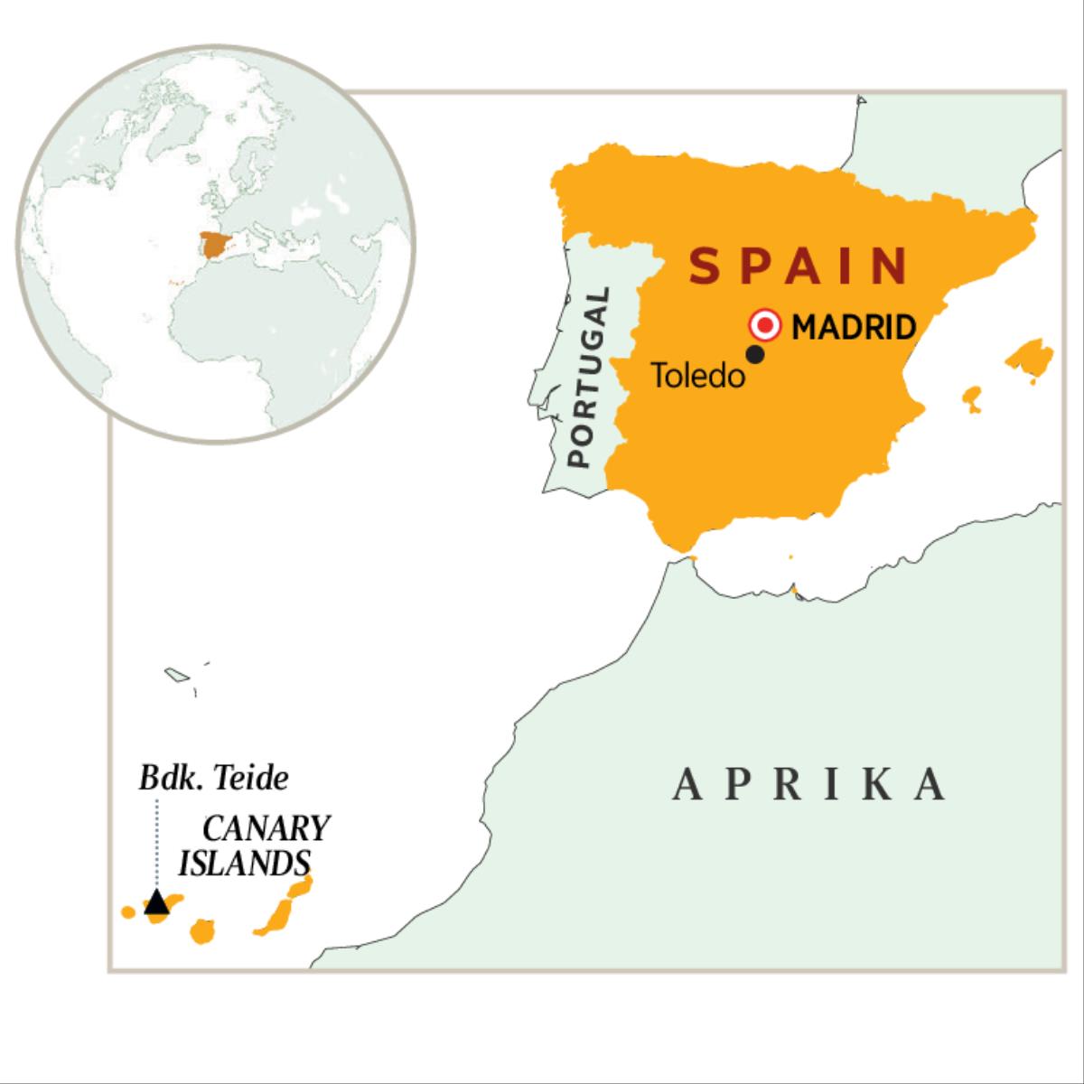 Ang Spain na naka-highlight sa mapa