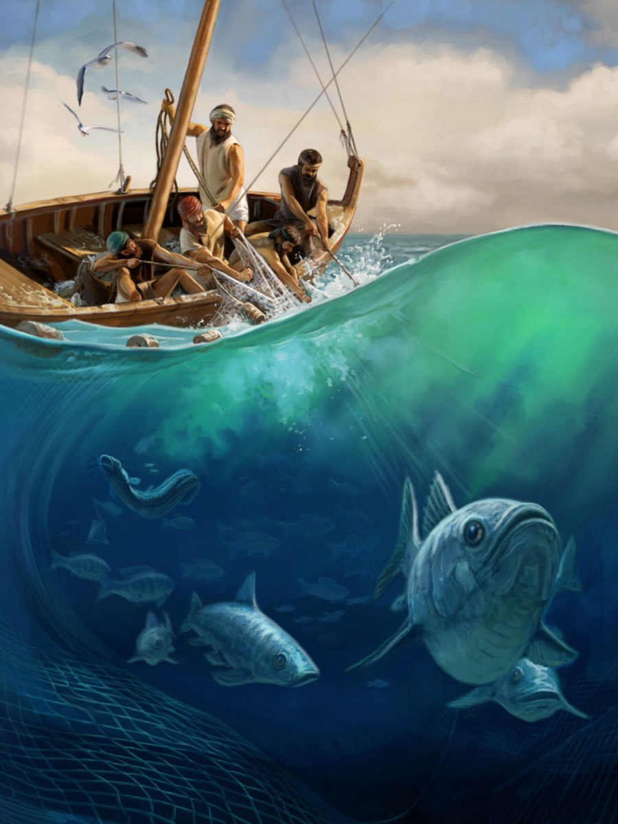 Batshwaraditlhapi ba goga letlowa le le nang le ditlhapi tsa mo lewatleng