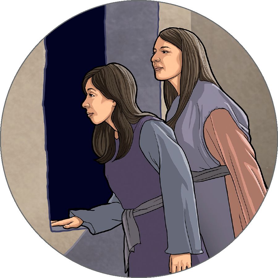 Basadi ba lebeletse ka fensetere