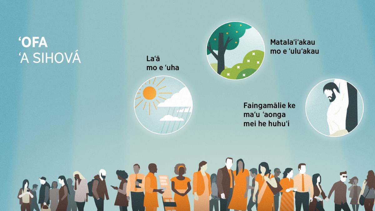 Kakai mei he puipuituʻa mo e taʻumotuʻa kehekehe. Fakatātā: Fakahāhā ʻo e ʻofa ʻa Sihová. 1. Laʻā mo e ʻuha. 2. Matalaʻiʻakau mo e ʻuluʻakau. 3. Faingamālie ke maʻu ʻaonga mei he huhuʻí.