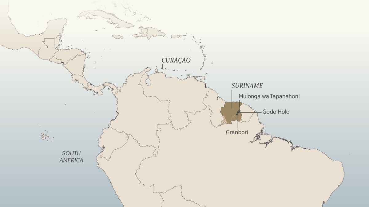 Maapu ya South America alimwi a Caribbean, iitondezya masena amwi mobakali kukkala akweendendela ba Daniel van Marl: Curaçao, Suriname, Mulonga wa Tapanahoni, Godo Holo, amunzi wa Granbori.