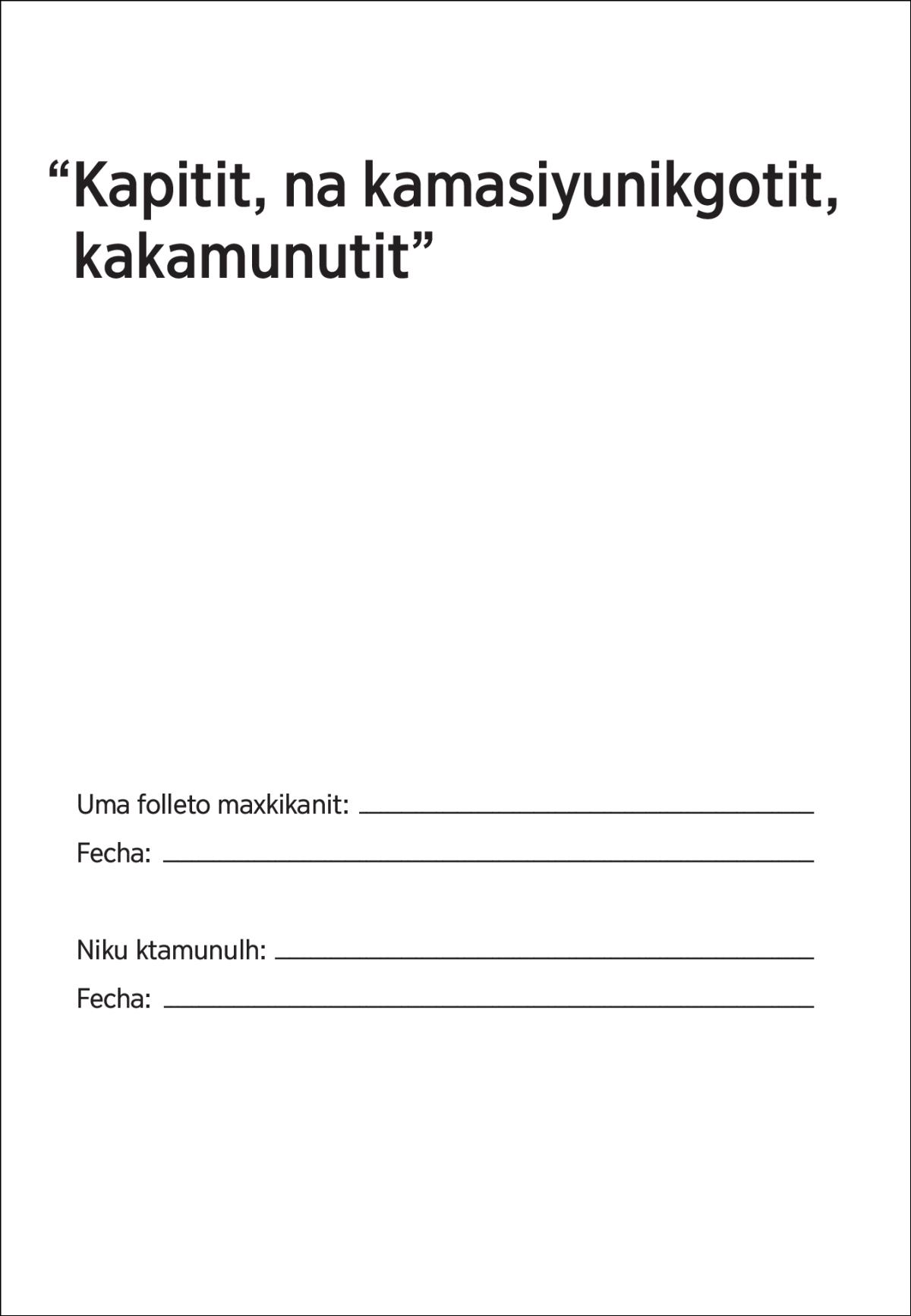 Kapitit, na kamasiyunikgotit, kakamunutit