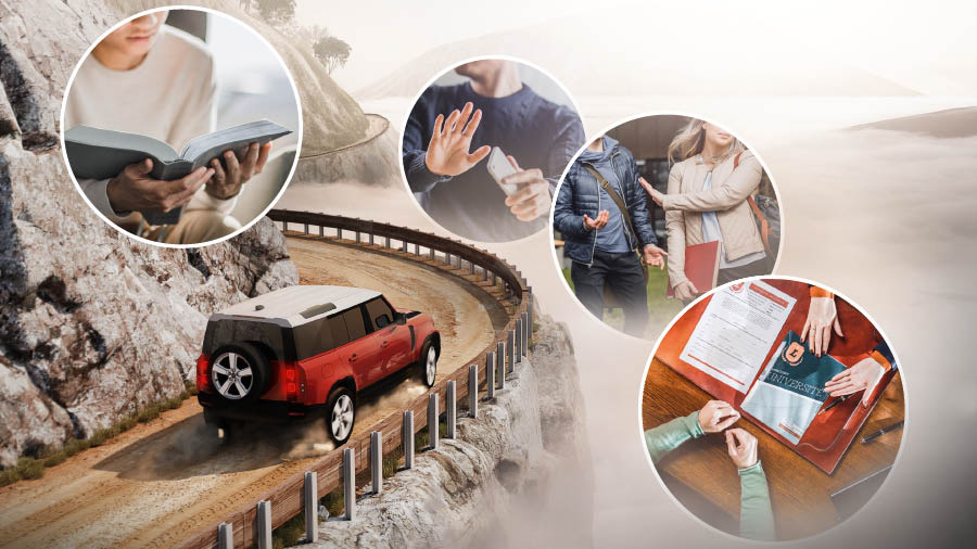 Kkasipijni niku titaxtu carretera wilikanit kxpaxtunin tuku namakgtayanan ni natamakgwasa akgtum putlaw nema titaxtuma anta. Makgapitsi dibujos: 1. Chatum tala kgawasa likgalhtawakgama Biblia. 2. Chatum tala talakapanu akxni akxilhma xpantalla kcelular. 3. Chatum tala tsumat limasiyama pi ni talalimputun chatum kgawasa xalak xʼescuela. 4. Chatum tala tsumat maxkimaka folletos nema lichuwinan universidad niku tlan nakgalhtawakga.