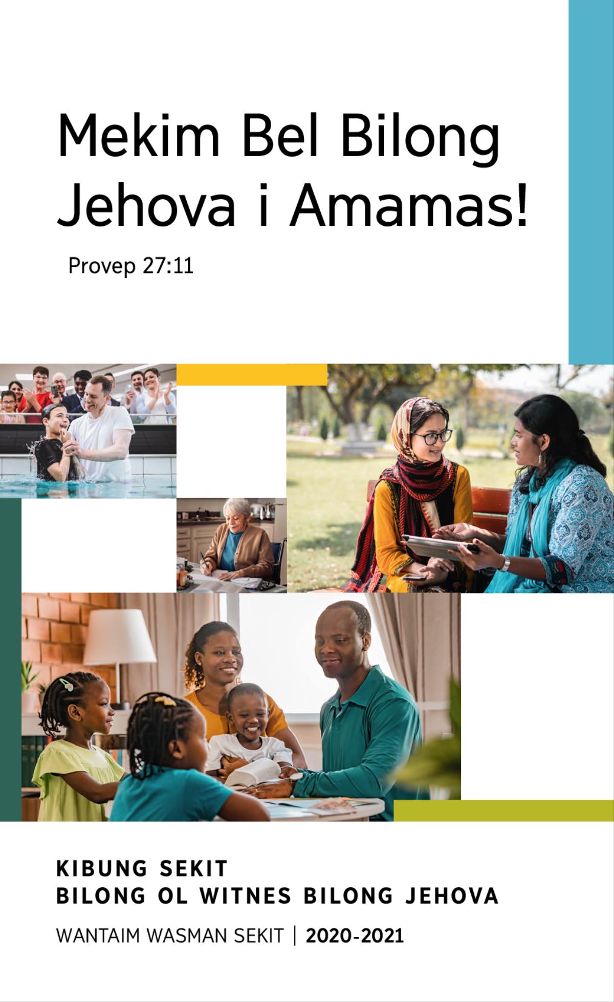 Ol piksa: 1. Wanpela tineja i kisim baptais nau tasol i kamaut long wara. 2. Wanpela Witnes Bilong Jehova i raitim pas. 3. Wanpela Witnes Bilong Jehova i stori long tok bilong Baibel wantaim wanpela yangpela meri taim tupela i sindaun long fom long pak. 4. Wanpela famili i stadi long Baibel wantaim.