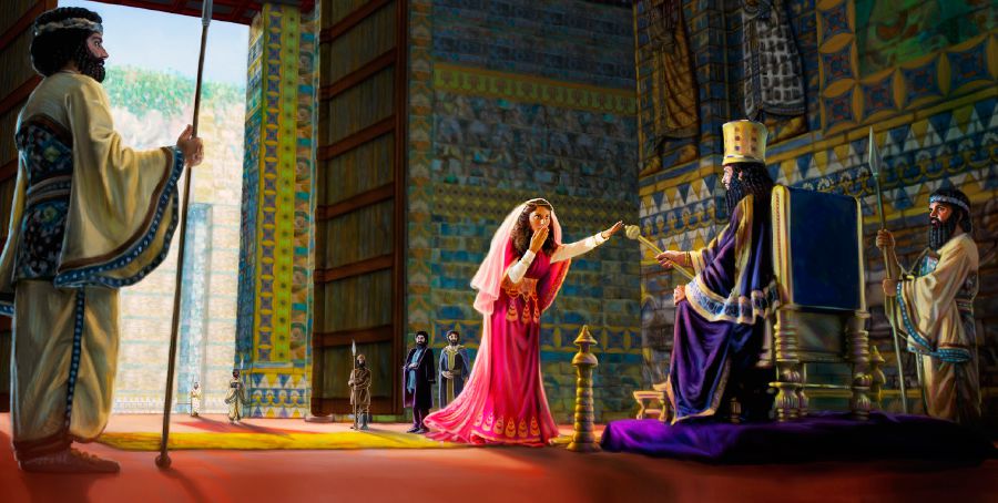 Kwin Esta i go insait long haus king na tatsim stik em King Serksis i holim