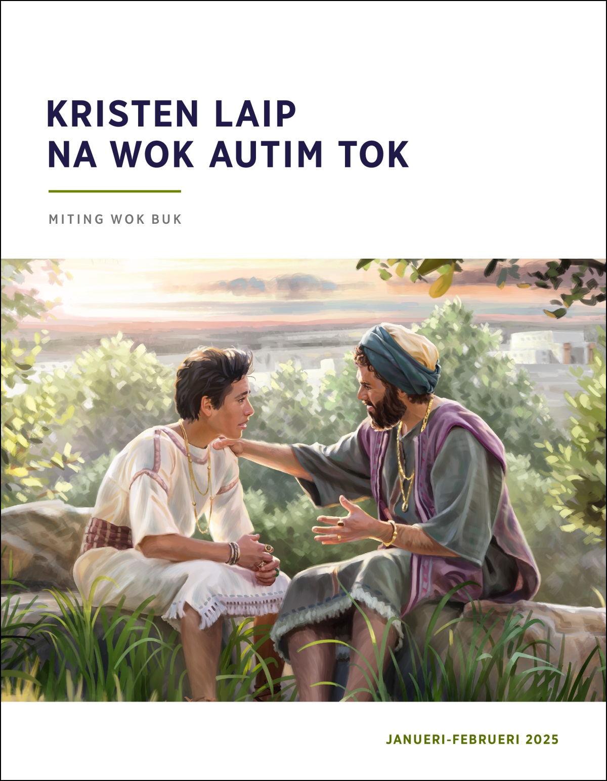 King Solomon i sindaun ausait long haus wantaim pikinini man bilong em na givim edvais long em.