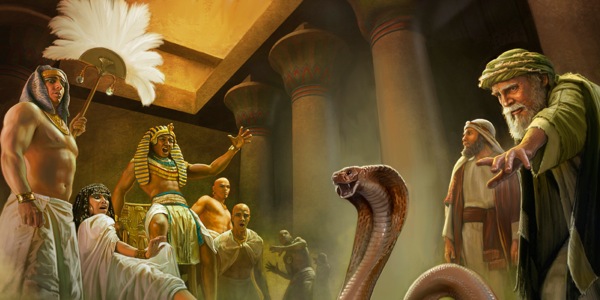 Stik i stap long han bilong Moses i tanim i kamap snek long ai bilong Fero na ol woklain bilong em
