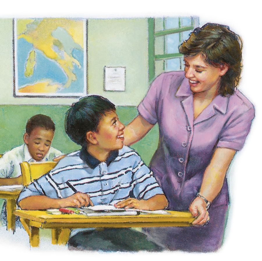Bir çocuk öğretmenine teşekkür ediyor, öğretmeni çok mutlu oluyor