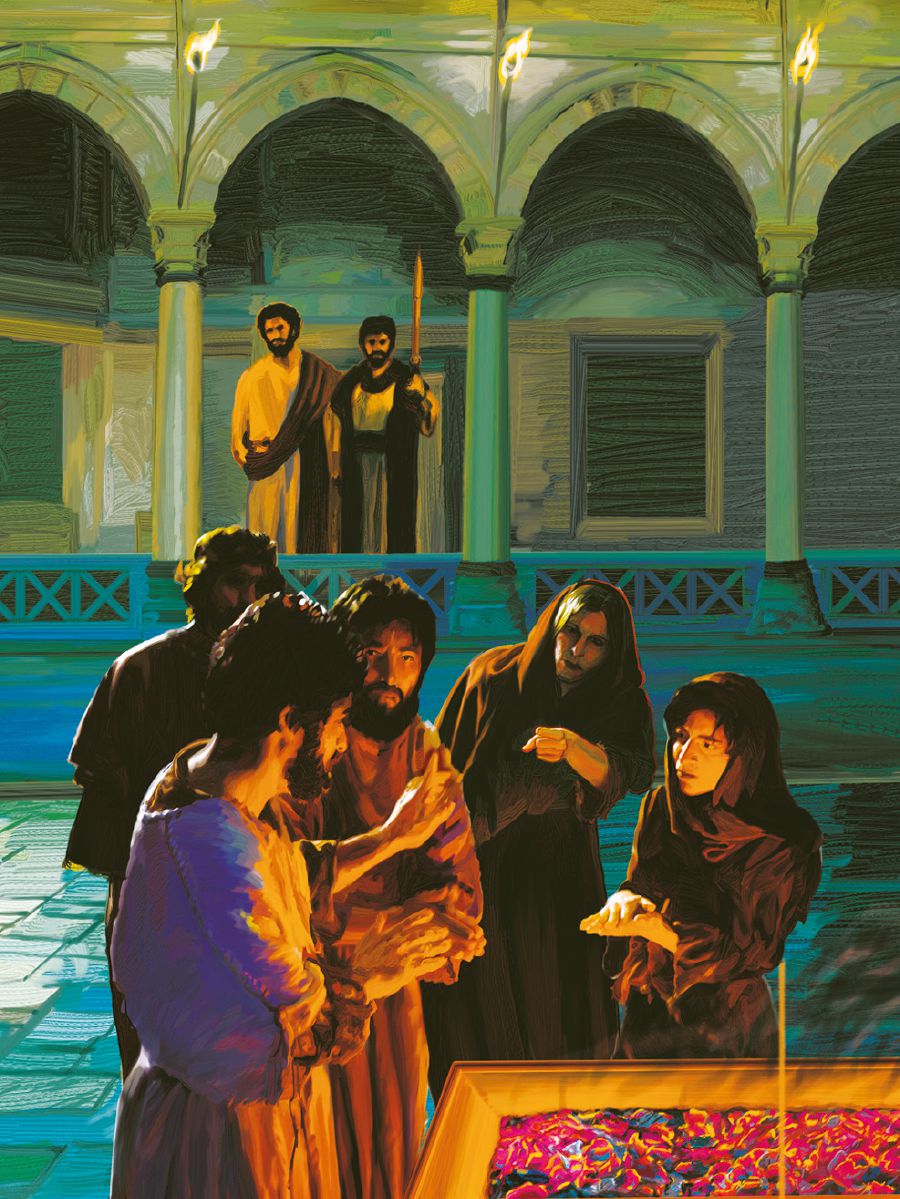 Petrus İsa’yı tanıdığını üçüncü kez inkâr ediyor ve İsa ona bakıyor