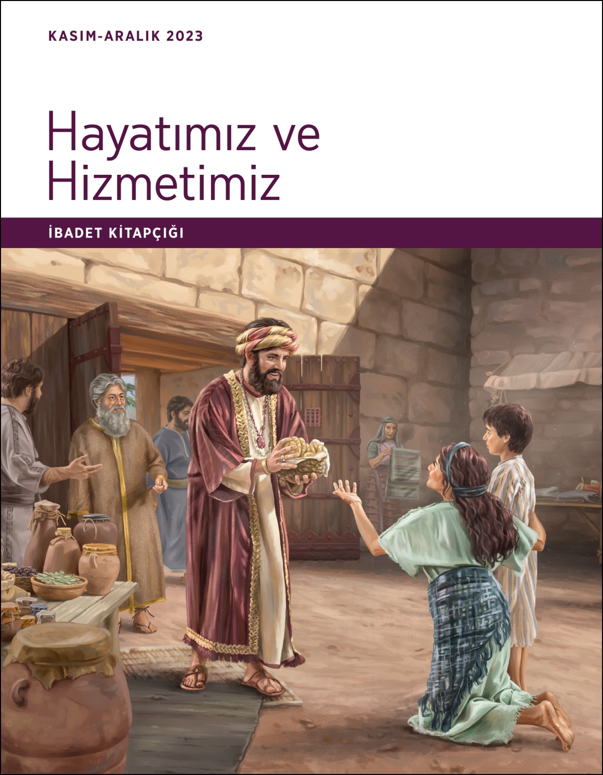 Eyüp şehir kapısında fakir bir kadına ve oğluna yiyecek veriyor.